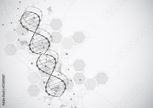 Science template, wallpaper or banner with a DNA molecules.