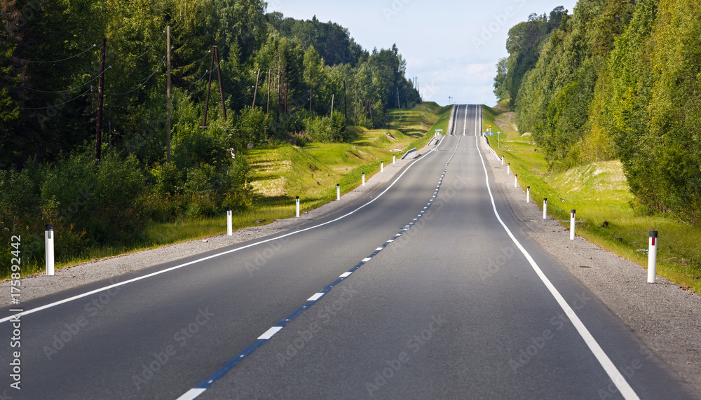 Highway with markings on the sky background. Highway with markings on the sky background.