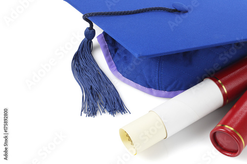 Obraz na plátně Graduation Mortar Board and Scroll Holder