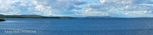 Panoramic views of the Khibiny mountains. Photographed on lake Imandra,