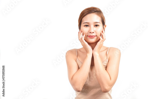 Close up Portrait woman Beauty Fashion on white background.