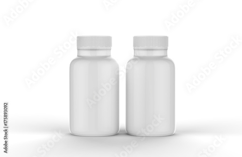 Supplement Jar Mock-up Template On Isolated White Background, Ready For Your Design Presentation, 3D Illustration.
