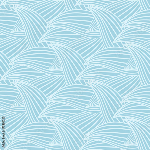 Seamless blue and white pattern with wallpaper ornaments