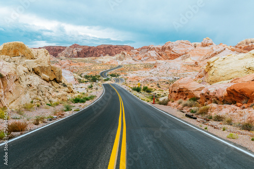 amazing desert road at valley of fire, nevada