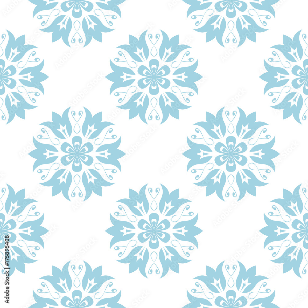 Blue floral seamless pattern on white background Blue floral seamless pattern on white background