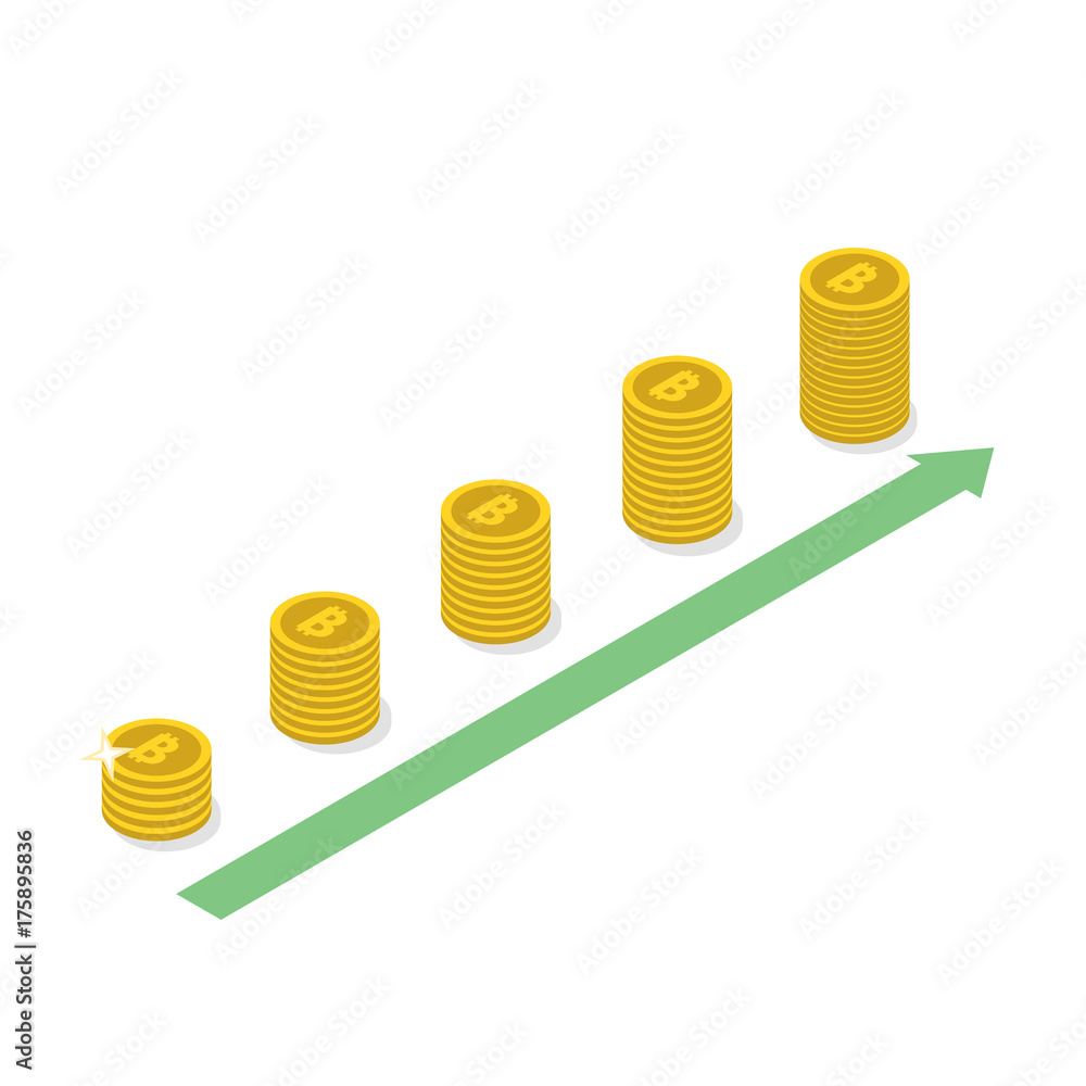 Cryptocurrency Bitcoin growth concept. Vector illustration. Cryptocurrency Bitcoin growth concept. Vector illustration.