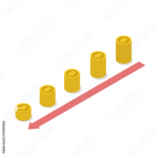  Cryptocurrency Bitcoin decline concept. Vector illustration.