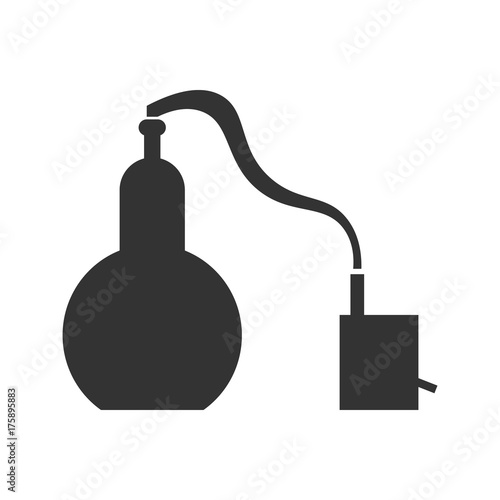 Alembic in flat design. The chemical process is a sample.