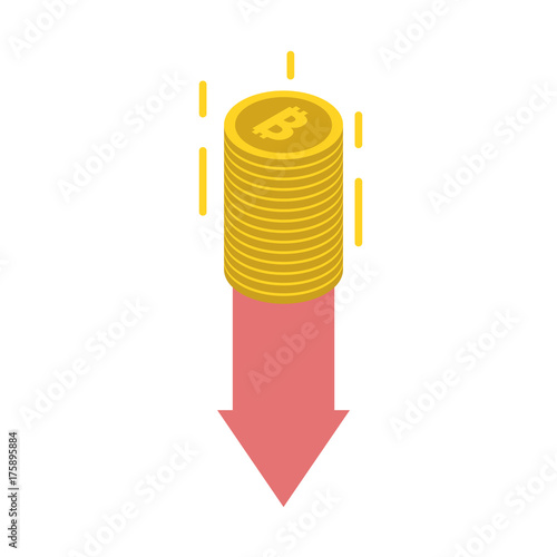  Cryptocurrency Bitcoin decline concept. Vector illustration.
