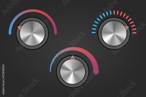 Realistic Temperature button knob switch. Vector illustration.