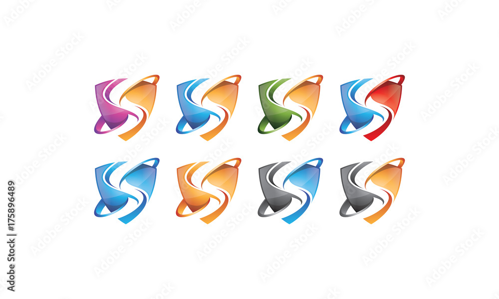 Fototapeta premium Safe Shield Logo - Colorful Letter S and Shield Logo Template with Multiple Colors Variations