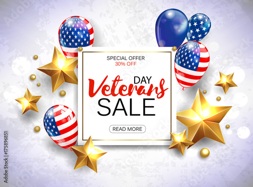 Veterans day sale banner template design. Vector photo