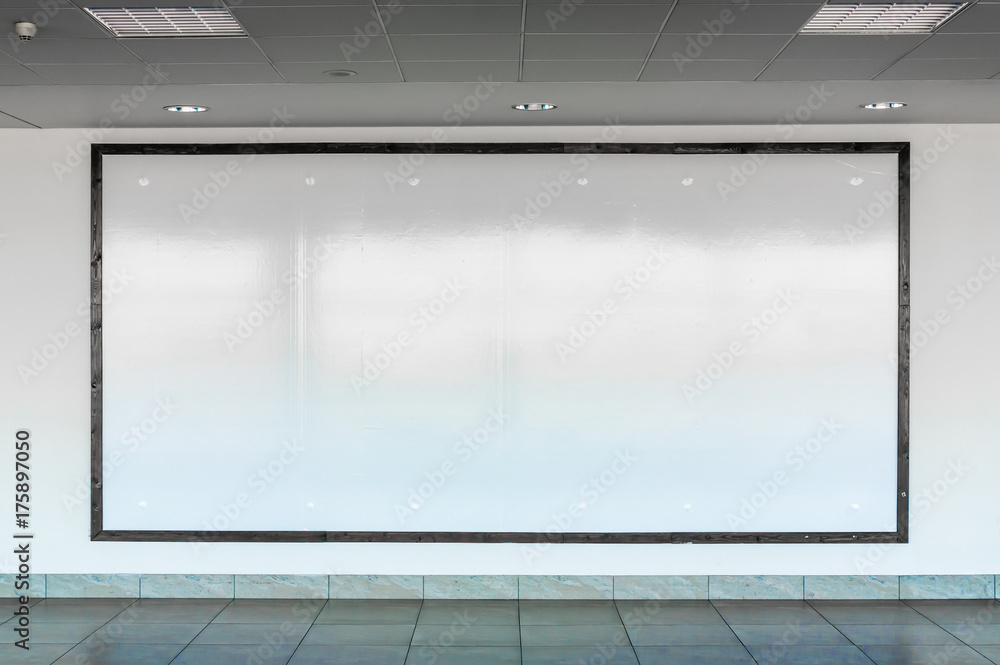 Blank billboard in interior airport hall Blank billboard in interior airport hall