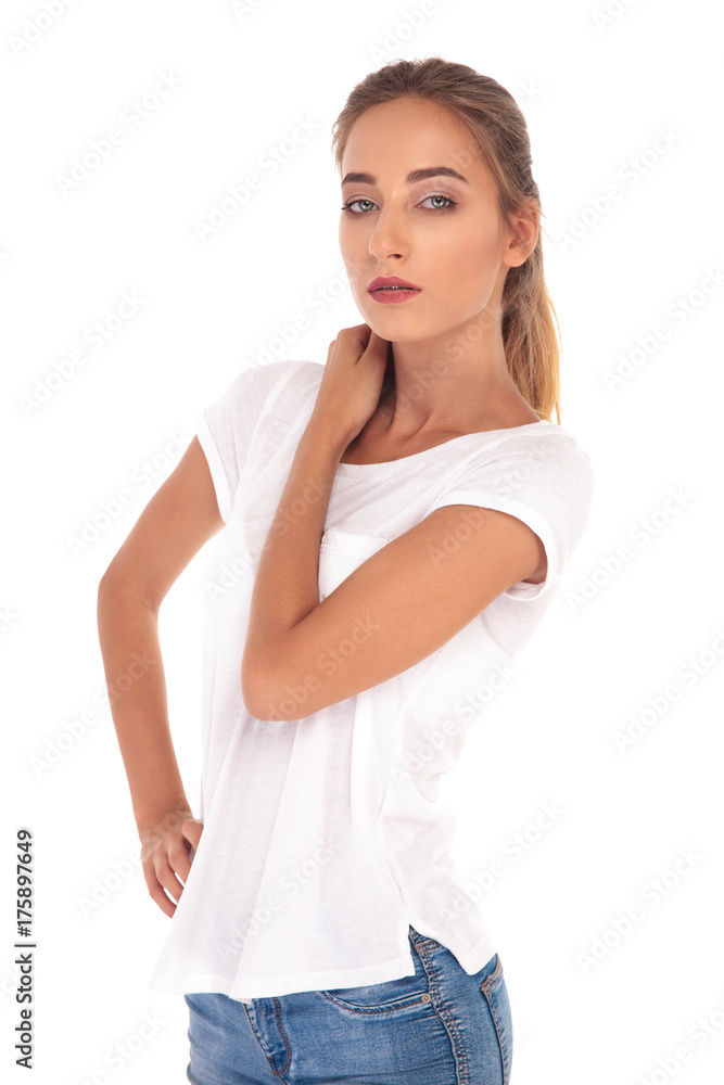 sexy blonde casual woman posing sexy blonde casual woman posing
