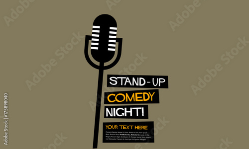 Stand Up Comedy Night! (Flat Style Vector Illustration Performance Show Poster Design) with Where, When And Ticket Details