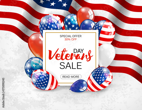 Veterans day sale banner template design. Vector