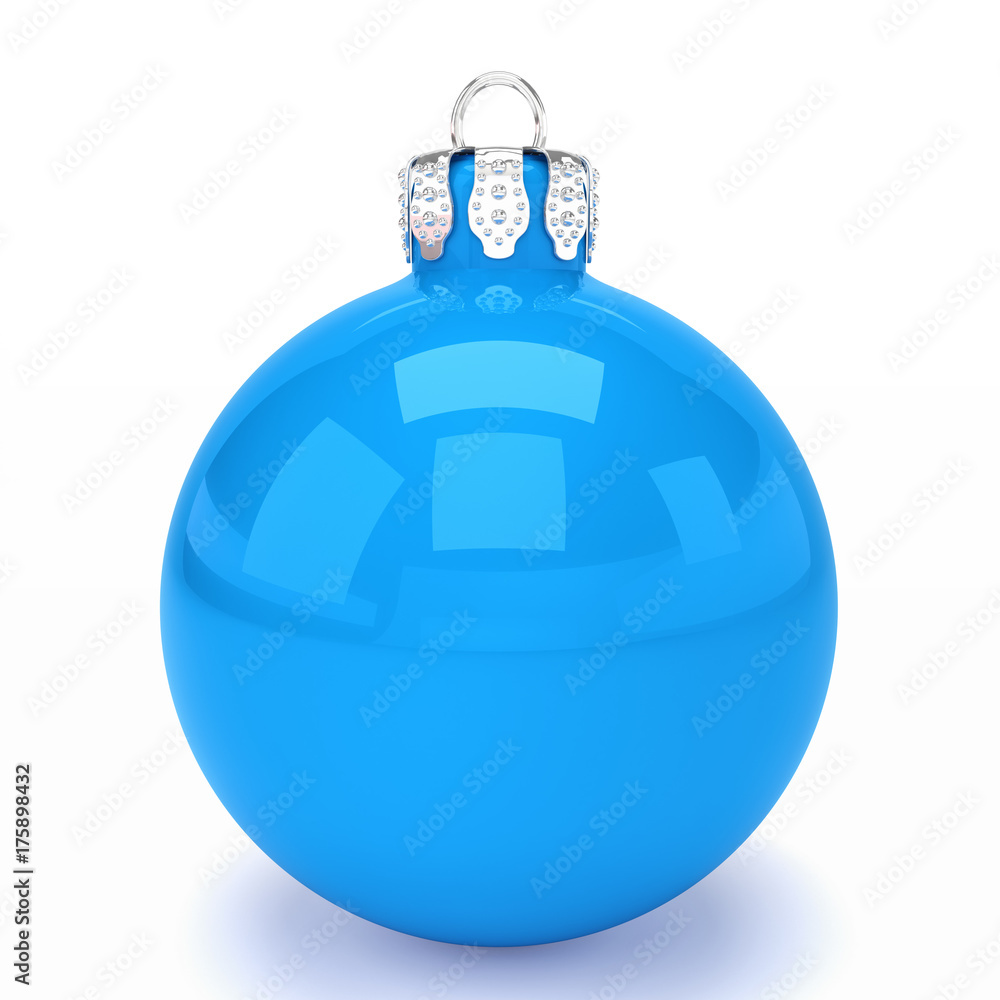 3d render of blue christmas bauble over white background - merry christmas concept 3d render of blue christmas bauble over white background - merry christmas concept