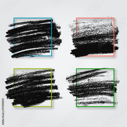 Stock vector. Textures of chalk. Dynamic brush strokes in a decorative frame. Wide artistic brush. High resolution image. Template for registration of stickers, banners, posters.