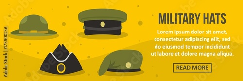Military hats banner horizontal concept