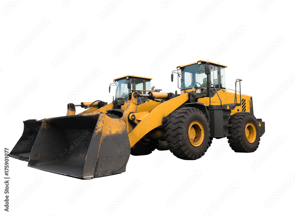 Fototapeta premium Yellow bulldozer Isolated on white background