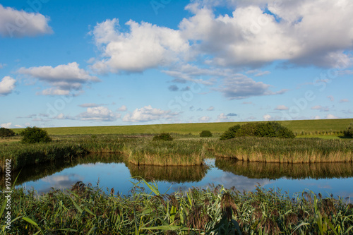 Fototapeta Naklejka Na Ścianę i Meble -  Landschaft mit blauem Himmel und Wolken