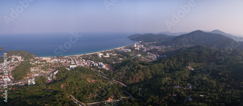 Karon Town And Beach From Nakkerd Hills In Phuket Province, Thailand, Aerial Drone Panorama photo