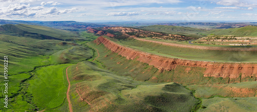 Geological rock formations in central Wyoming's Red Canyon.
