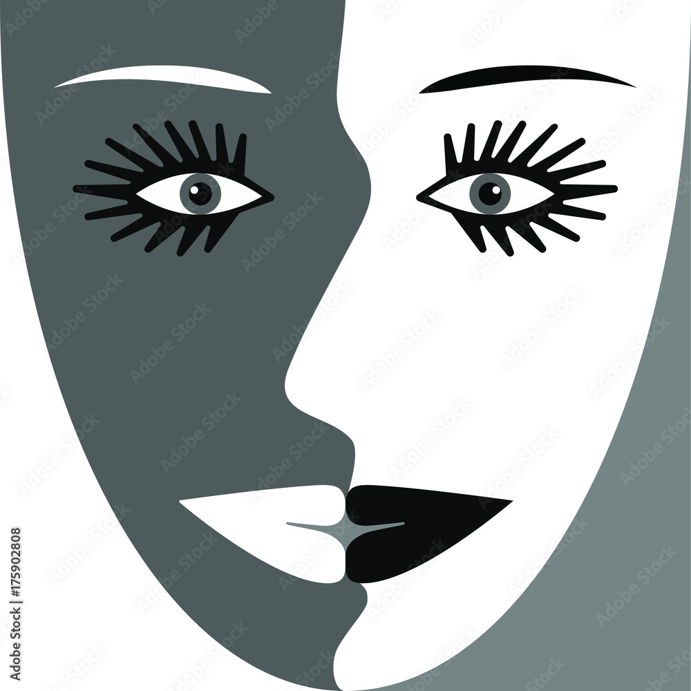 girl face and profile abstract vector illustration girl face and profile abstract vector illustration