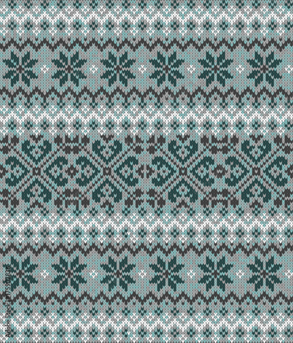 Seamless knitted pattern. Christmas sweater design