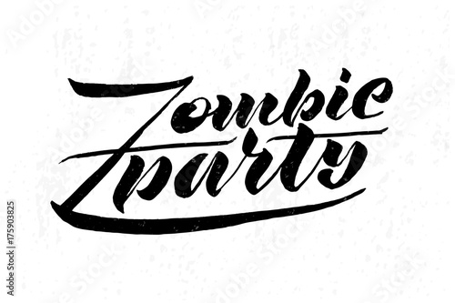 ector illustration of Zombie Party text for invitation to a party.