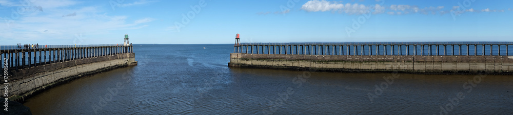 Whitby harbour entrance. Yorkshire, UK.