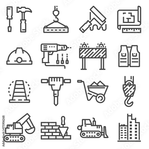Vector building, construction and home repair tools icons set