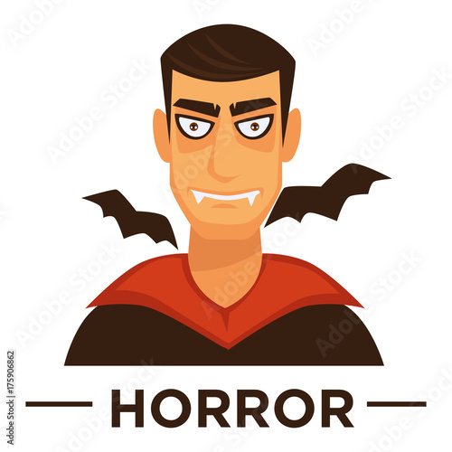 Movie genre horror cinema vector icon of vampire man