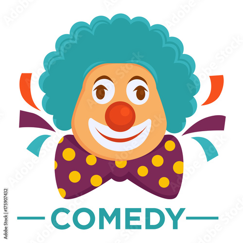 Movie genre comedy cinema vector icon of clown laugh