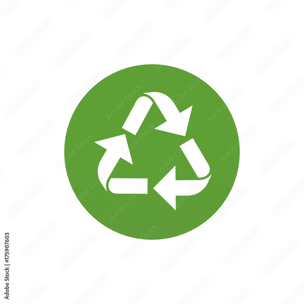 White recycle icon on green circle illustration. White recycle icon on green circle illustration.