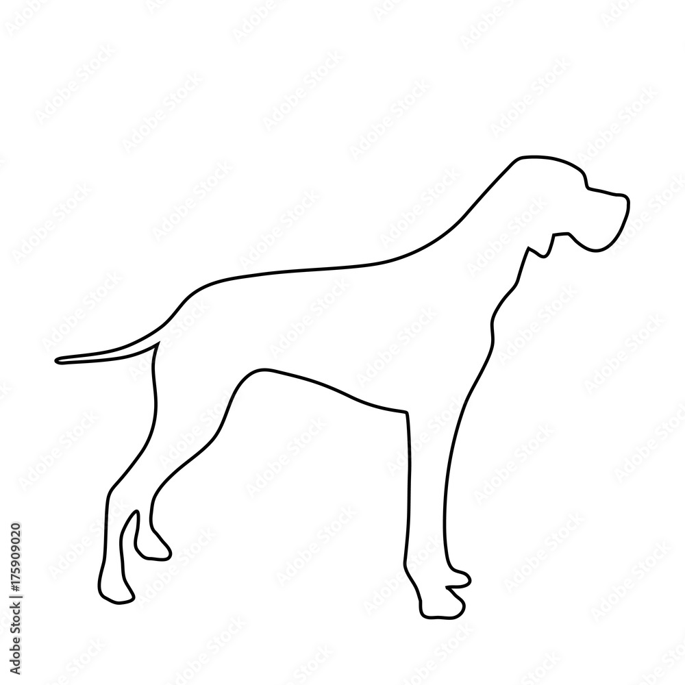 Vector silhouette of dog logo on white background.