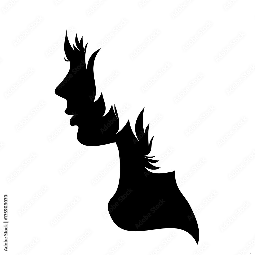 Φωτογραφία Vector silhouette of face´s woman on white background.