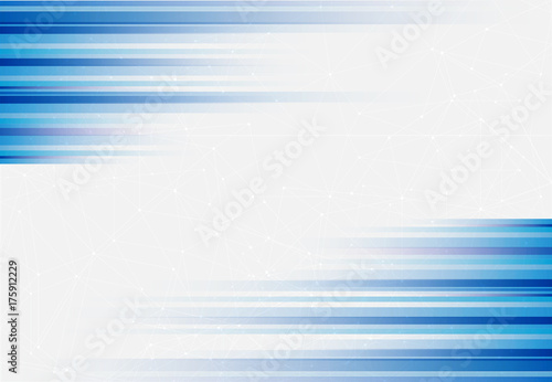 Blue abstract horizonal lines background technology with polygon geometric, Vector