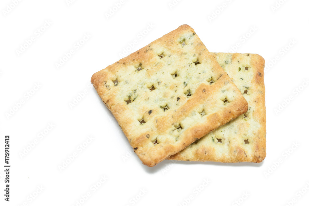 vegetable cream cracker on white isolated background
