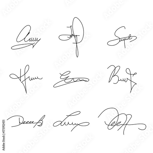 Collection of Signature samples to use in your design. Vector Illustration photo