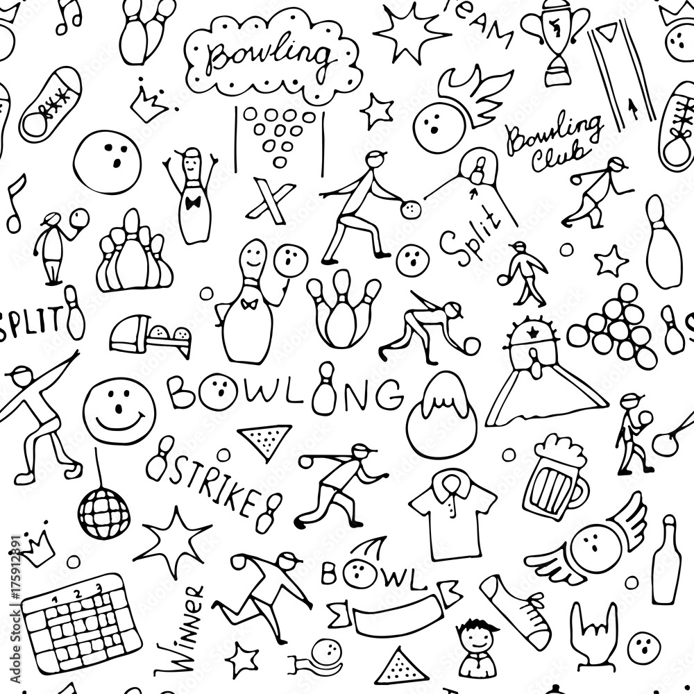 Bowling, seamless pattern for your design