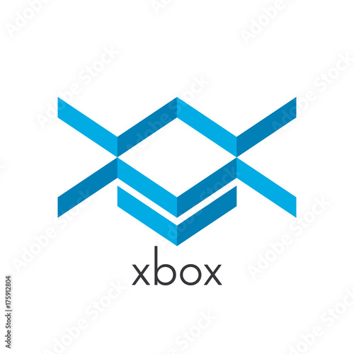 isometric blue box with letter initial x w m logo. logo template.
