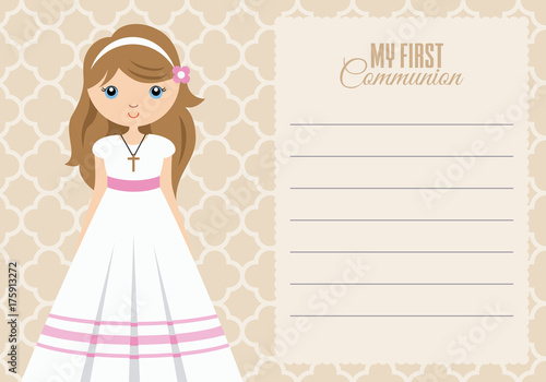 my first communion girl. Space for text