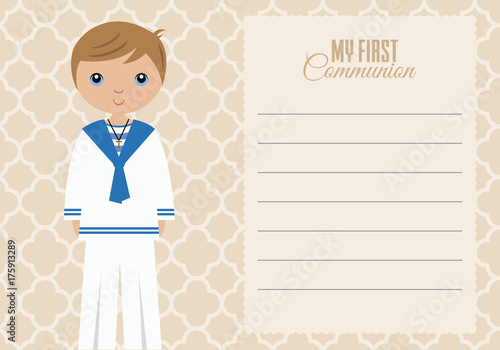 my first communion boy. Space for text