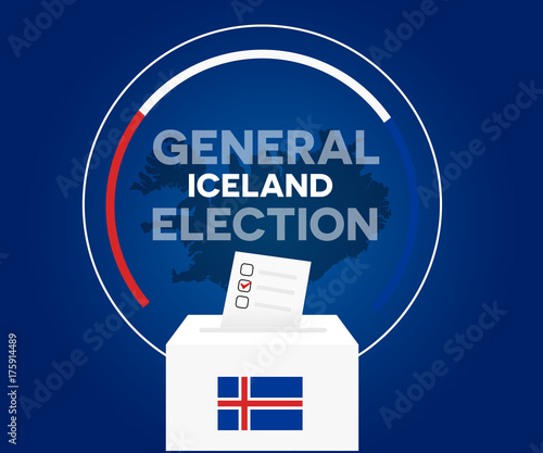 Iceland democracy political process selecting president or parliament member with election and referendum freedom to vote vector illustration