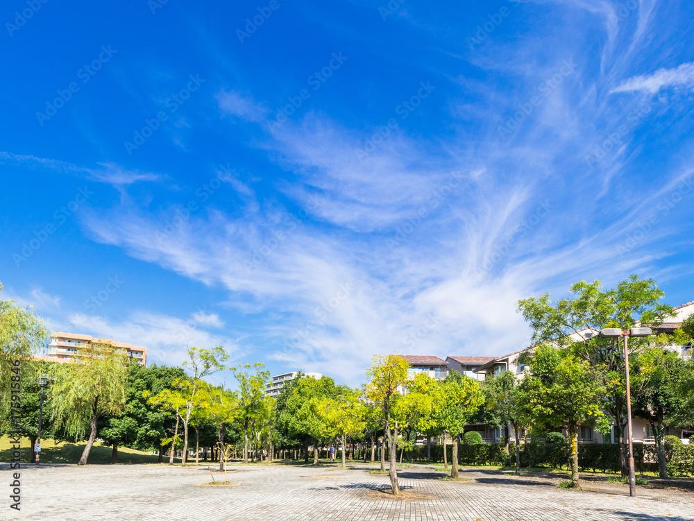 Naklejka premium 住宅街の広場