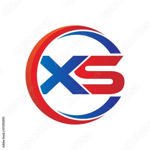 xs logo vector modern initial swoosh circle blue and red