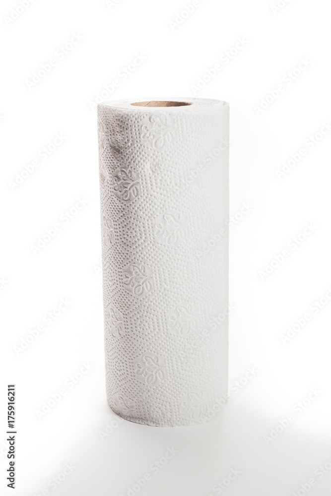 Kitchen paper towel roll isolated on a white background Kitchen paper towel roll isolated on a white background