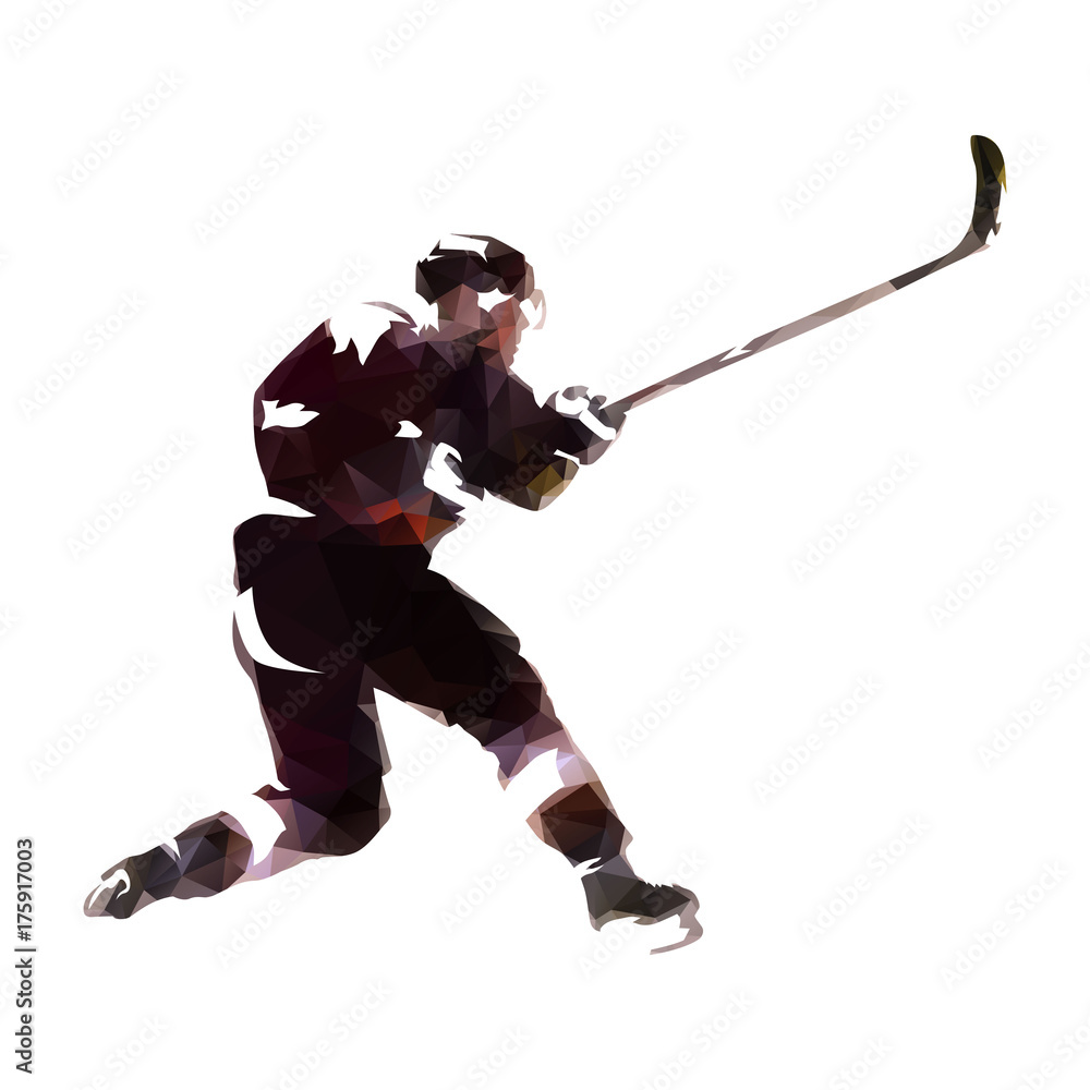 Fototapeta premium Ice hockey player, abstract geometric isolated vector illustration