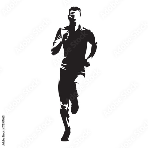 Running man, front view vector silhouette